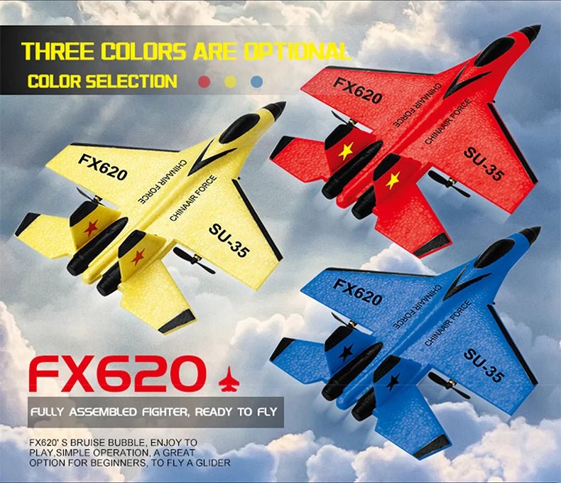 RC SU - 35 Foam Fighter Jet – 2.4G Remote Control Glider Airplane for Kids - trendbuzzer