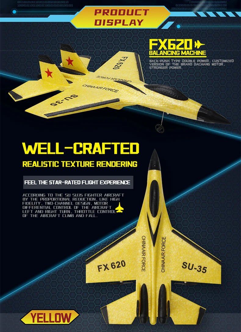 RC SU - 35 Foam Fighter Jet – 2.4G Remote Control Glider Airplane for Kids - trendbuzzer